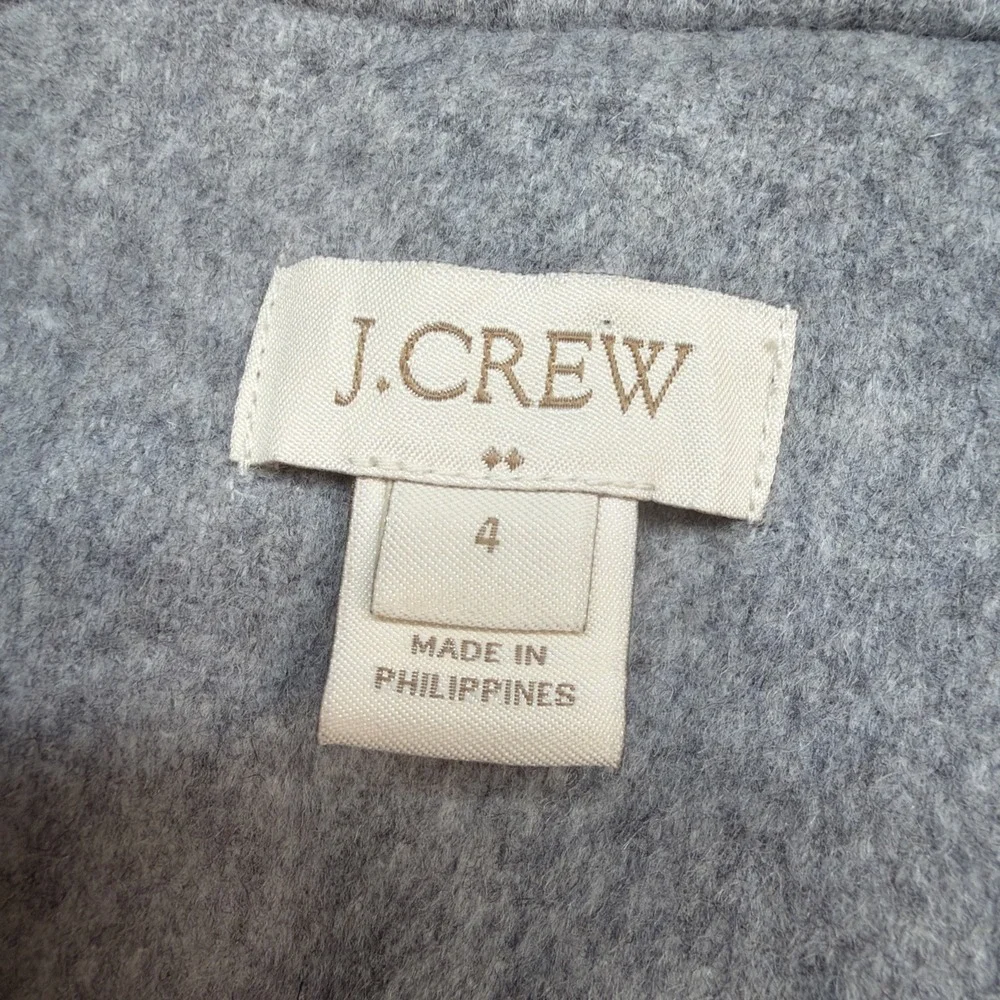 J Crew Wool Peacoat Double Breasted Military Gold Button Gray Women 4 - Picture 3 of 13